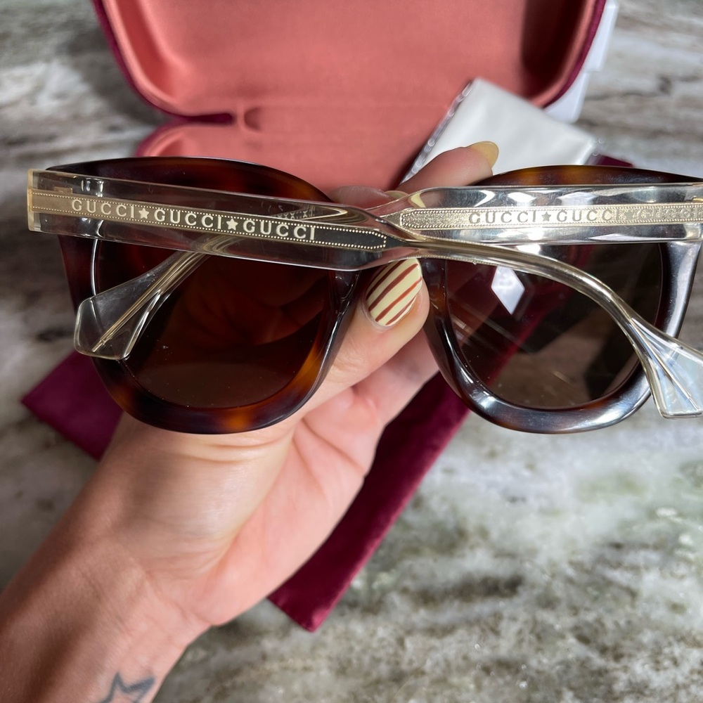 Gucci 51mm Cat Eye Brown Sunglasses with Tortoiseshell Frame - Picture 2 of 9